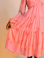 Pink Petal Breeze Chiffon Midi Dress