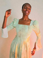 Aqua Sage Chiffon Midi Dress