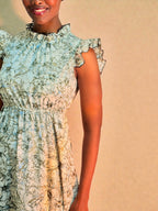 Ivory Garden Chiffon Midi Dress