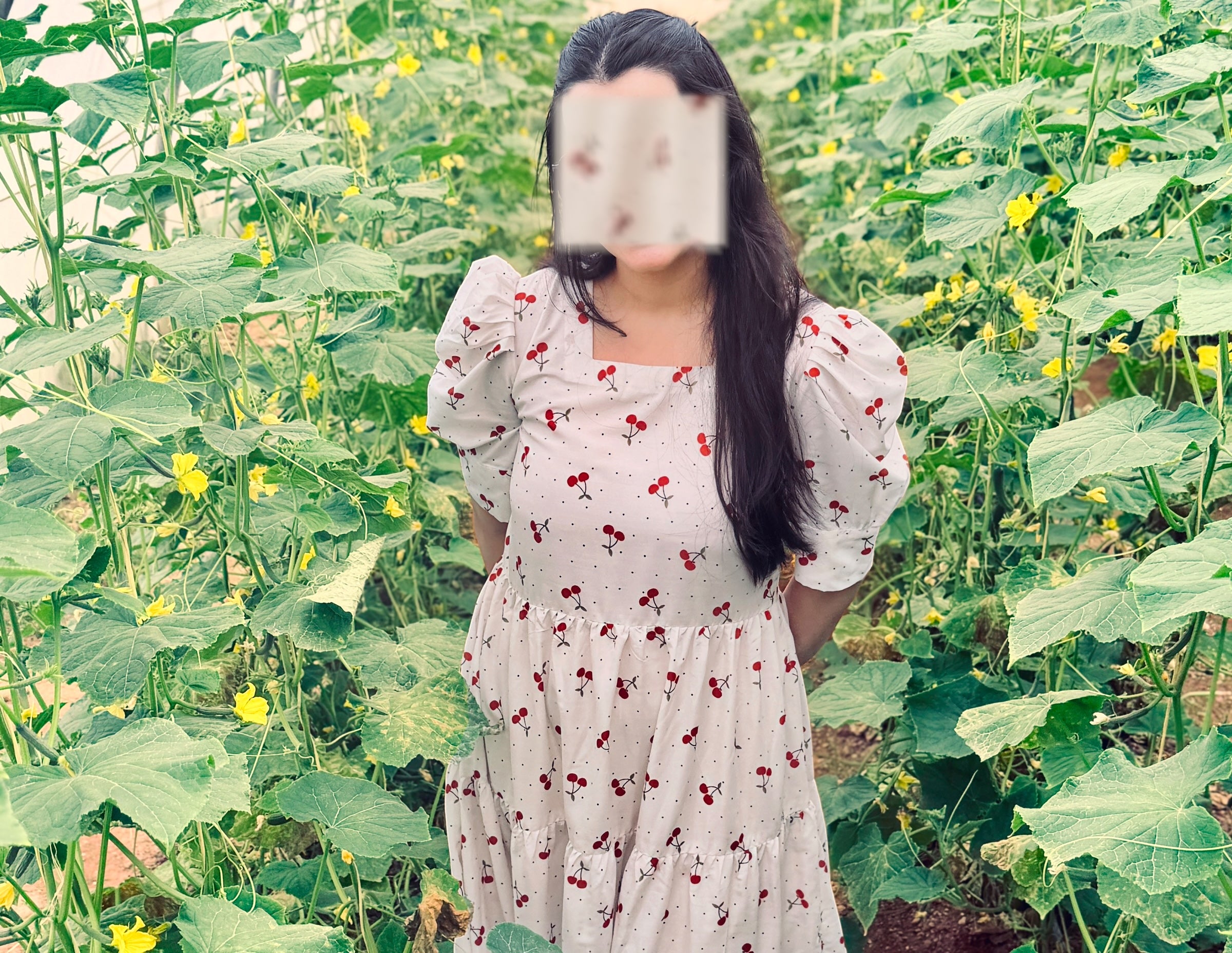 Cherry Bloom Cotton Midi Dress – Effortless Charm, Thoughtfully Made.
