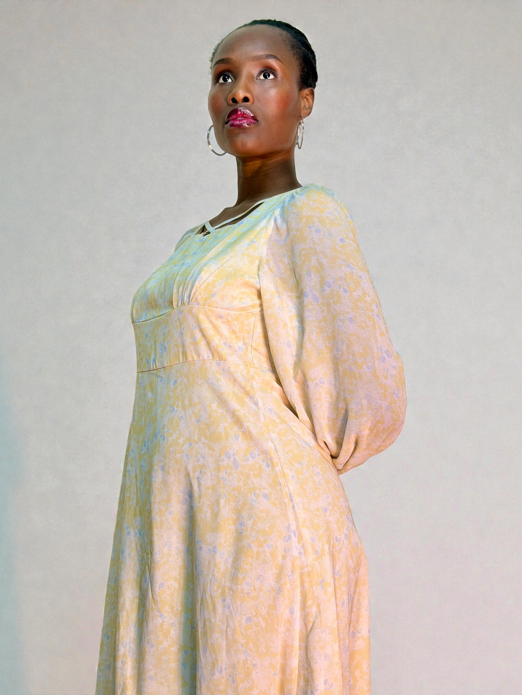 Soft Bloom Chiffon Midi Dress