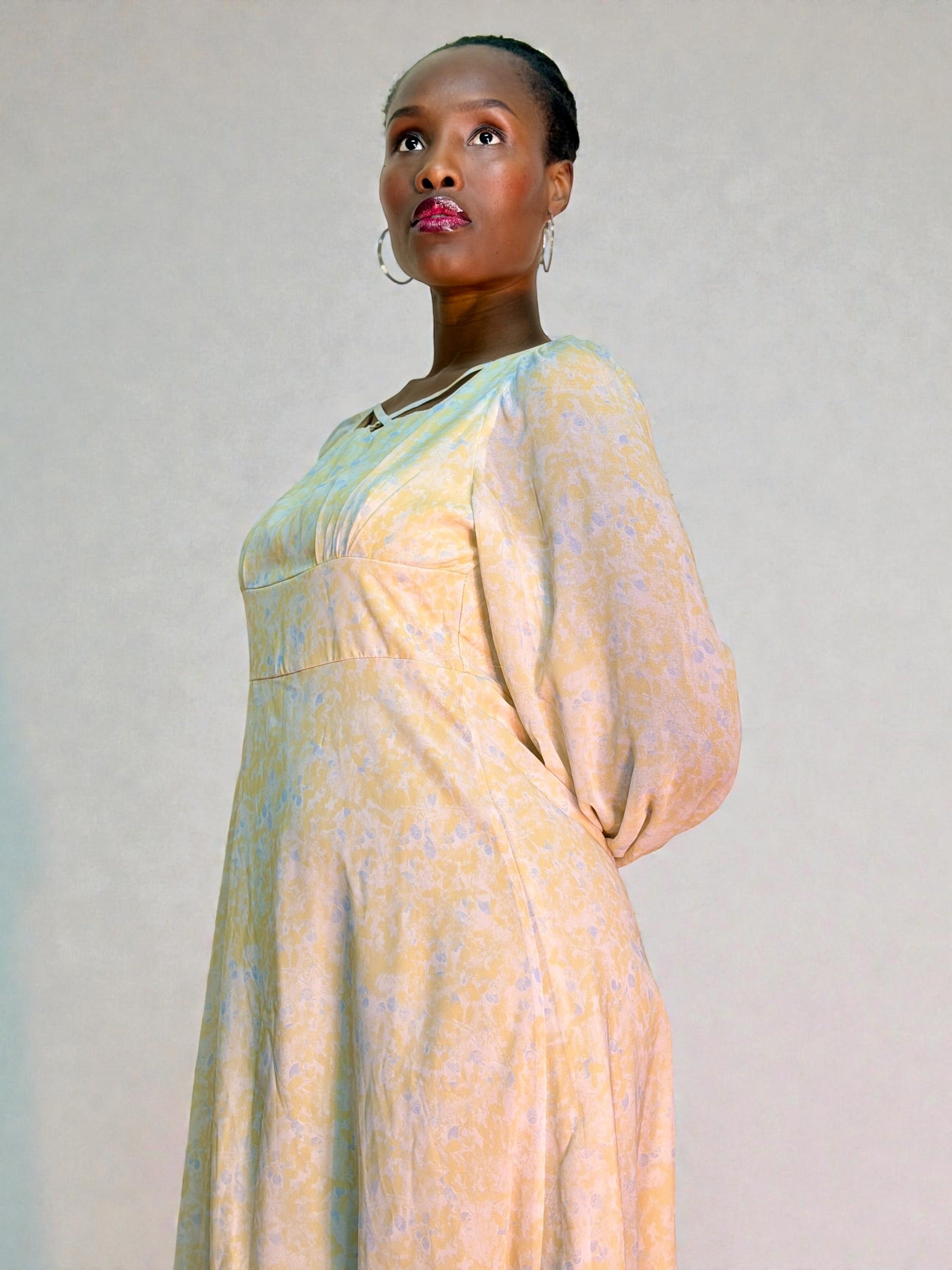 Soft Bloom Chiffon Midi Dress
