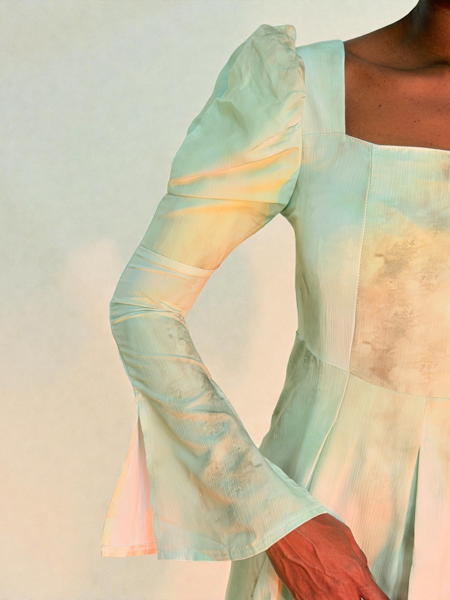 Aqua Sage Chiffon Midi Dress