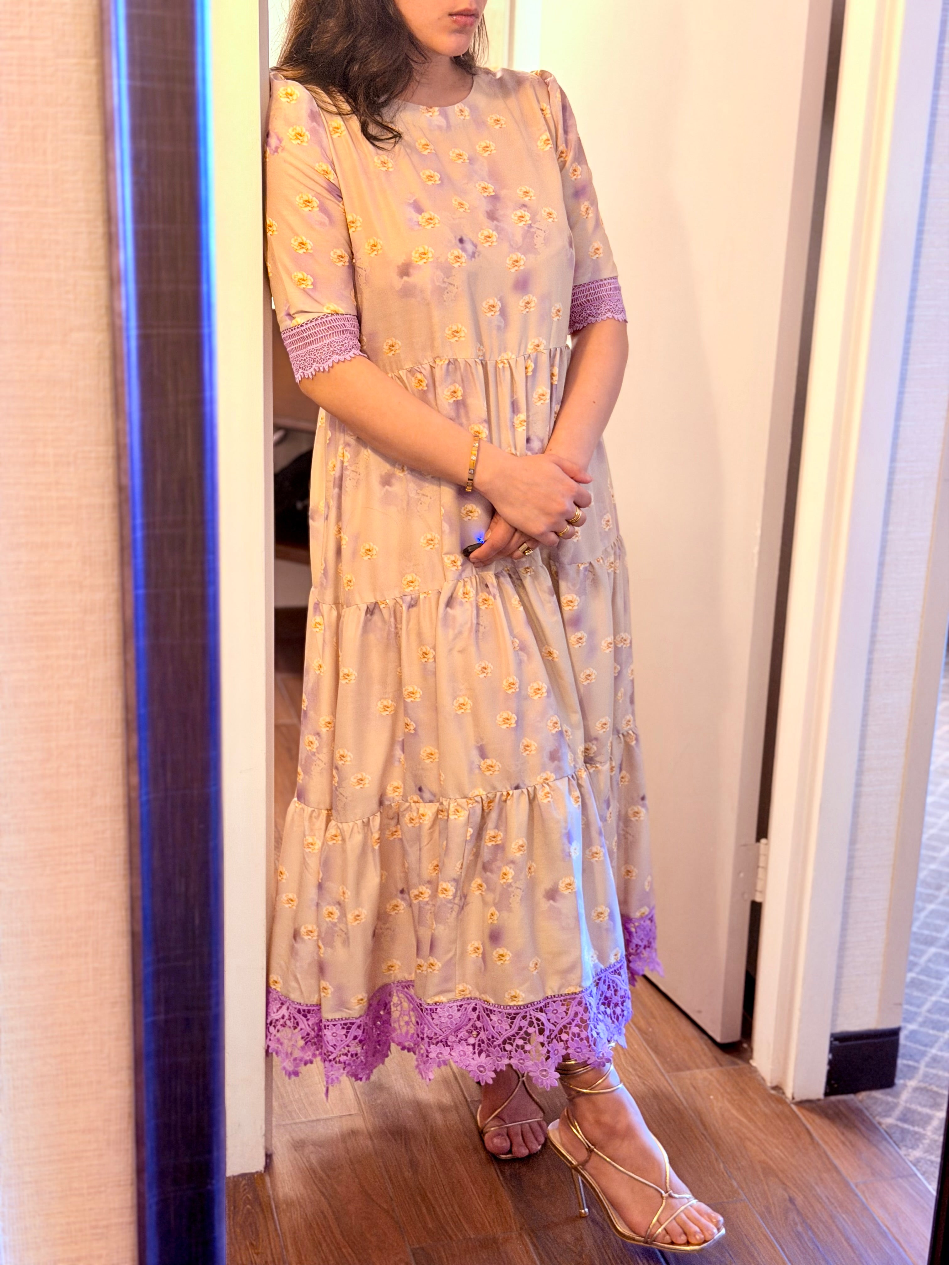 Lavender Meadow Floral Maxi Dress – Where Elegance Meets Bloom.