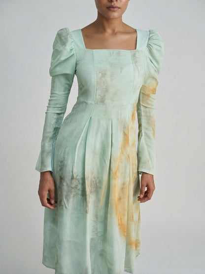 Aqua Sage Chiffon Midi Dress