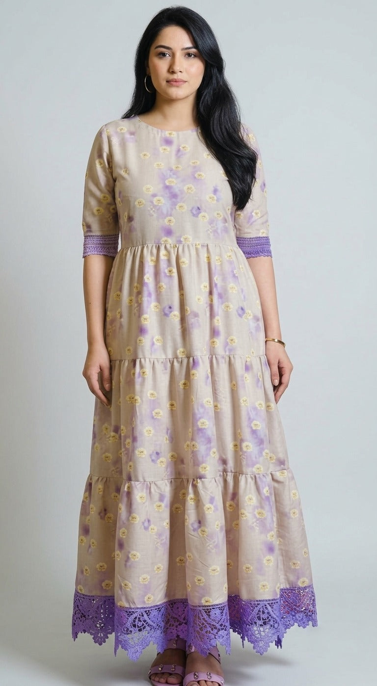 Lavender Meadow Floral Maxi Dress