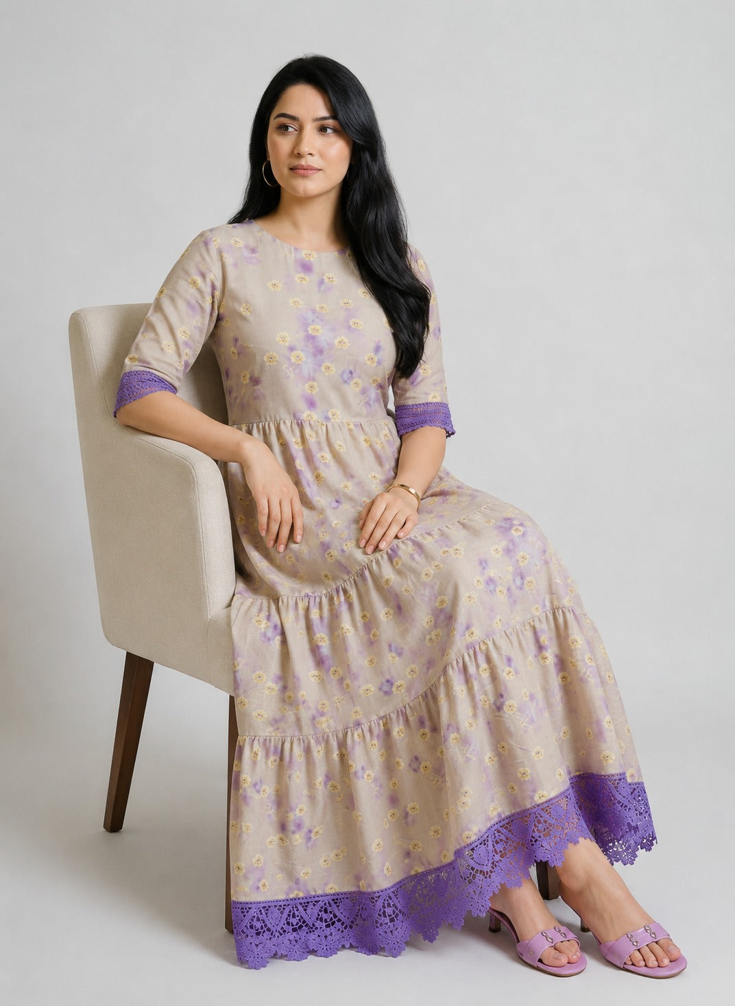 Lavender Meadow Floral Maxi Dress