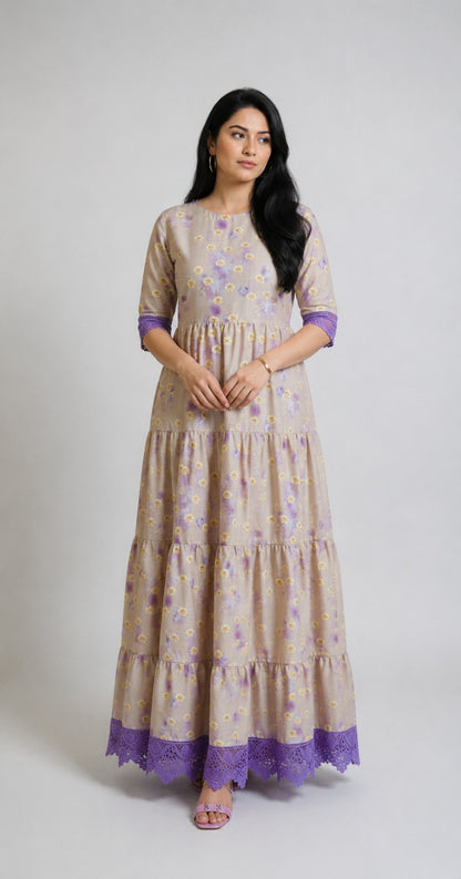 Lavender Meadow Floral Maxi Dress