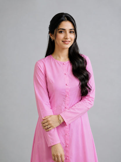 Dusty Pink Premium Cotton Maxi Dress