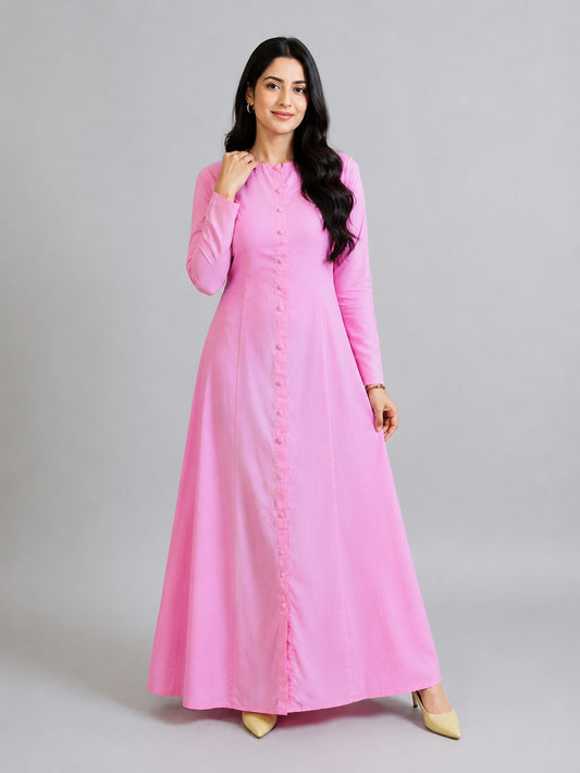 Dusty Pink Premium Cotton Maxi Dress