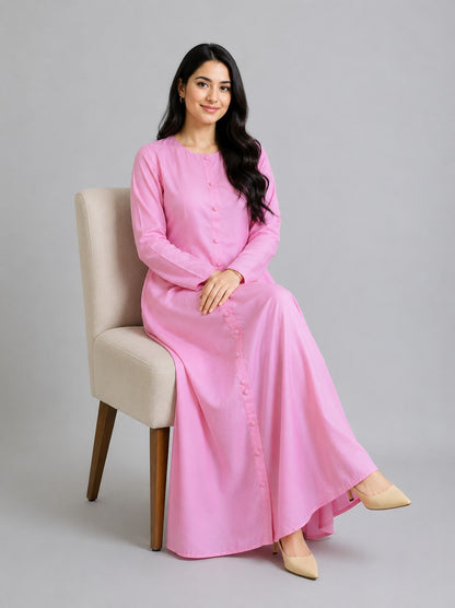 Dusty Pink Premium Cotton Maxi Dress