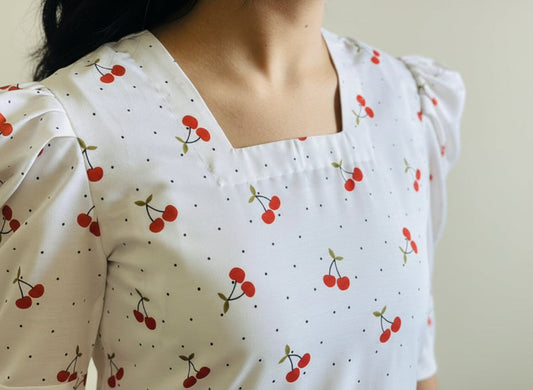 Cherry Bloom Cotton Midi Dress – Effortless Charm, Thoughtfully Made.