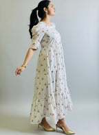 Cherry Bloom Cotton Midi Dress – Effortless Charm, Thoughtfully Made.