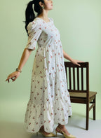 Cherry Bloom Cotton Midi Dress – Effortless Charm, Thoughtfully Made.